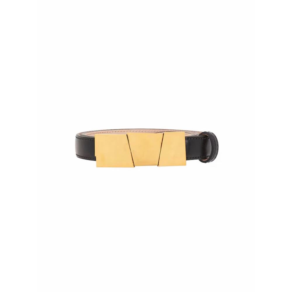 Khaite Axel Belt 85 Gold Black Leather Medium